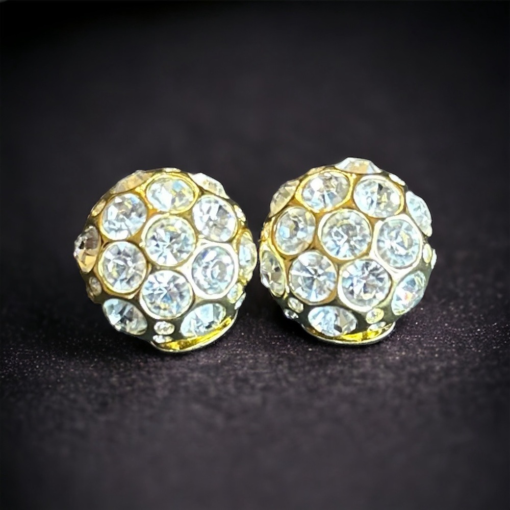Authentic CHRISTIAN DIOR Crystal Domed Earrings